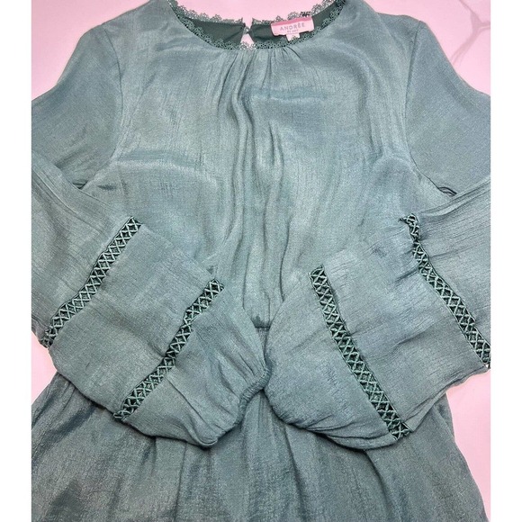 Andree By Unit Midi Dress Emerald Green Crew Neck - Picture 3 of 6